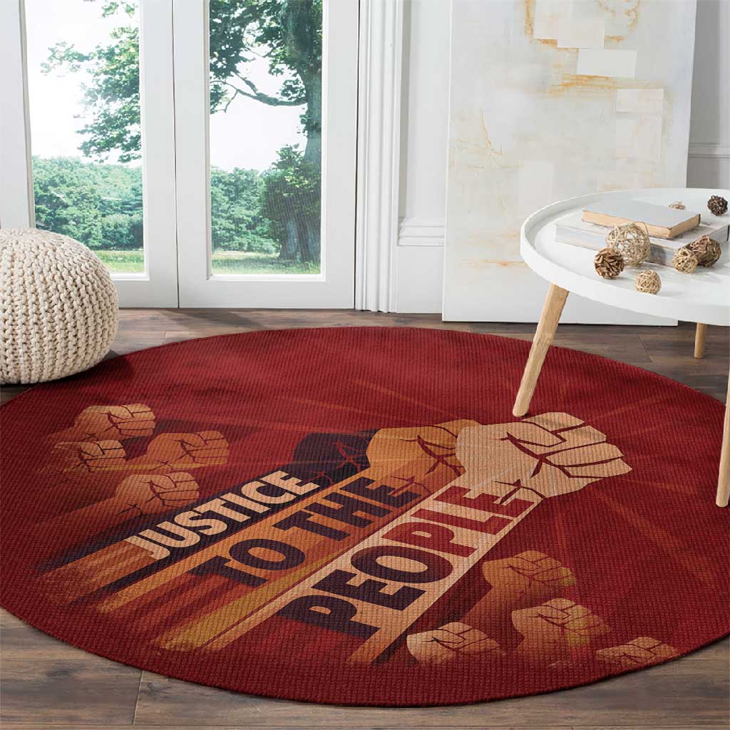 Justice To The People Africa Round Carpet Afro Raised Fist