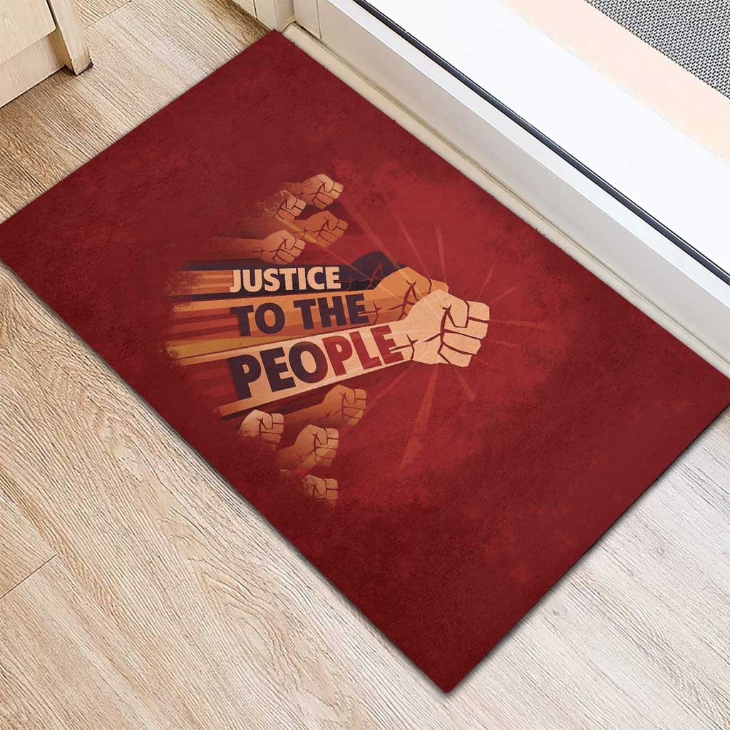 Justice To The People Africa Rubber Doormat Afro Raised Fist