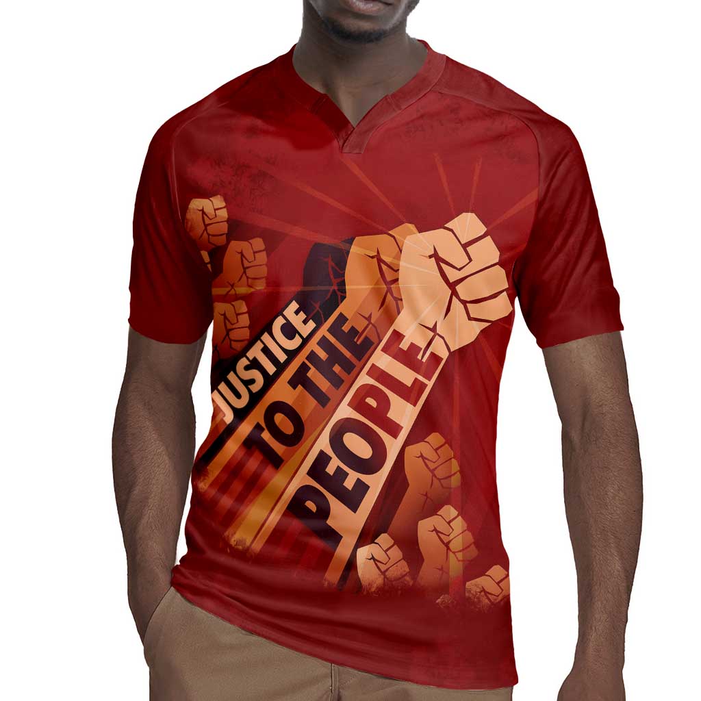 Justice To The People Africa Rugby Jersey Afro Raised Fist
