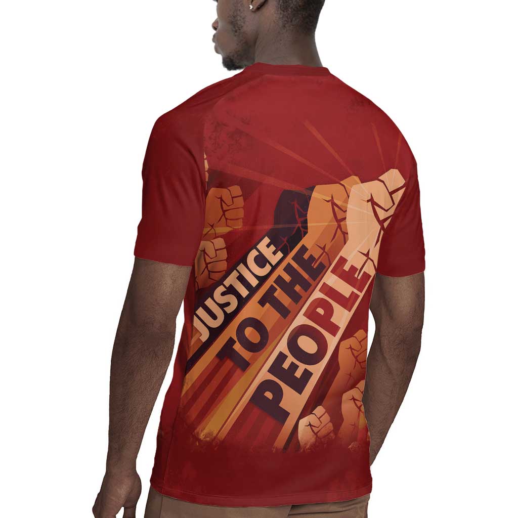 Justice To The People Africa Rugby Jersey Afro Raised Fist