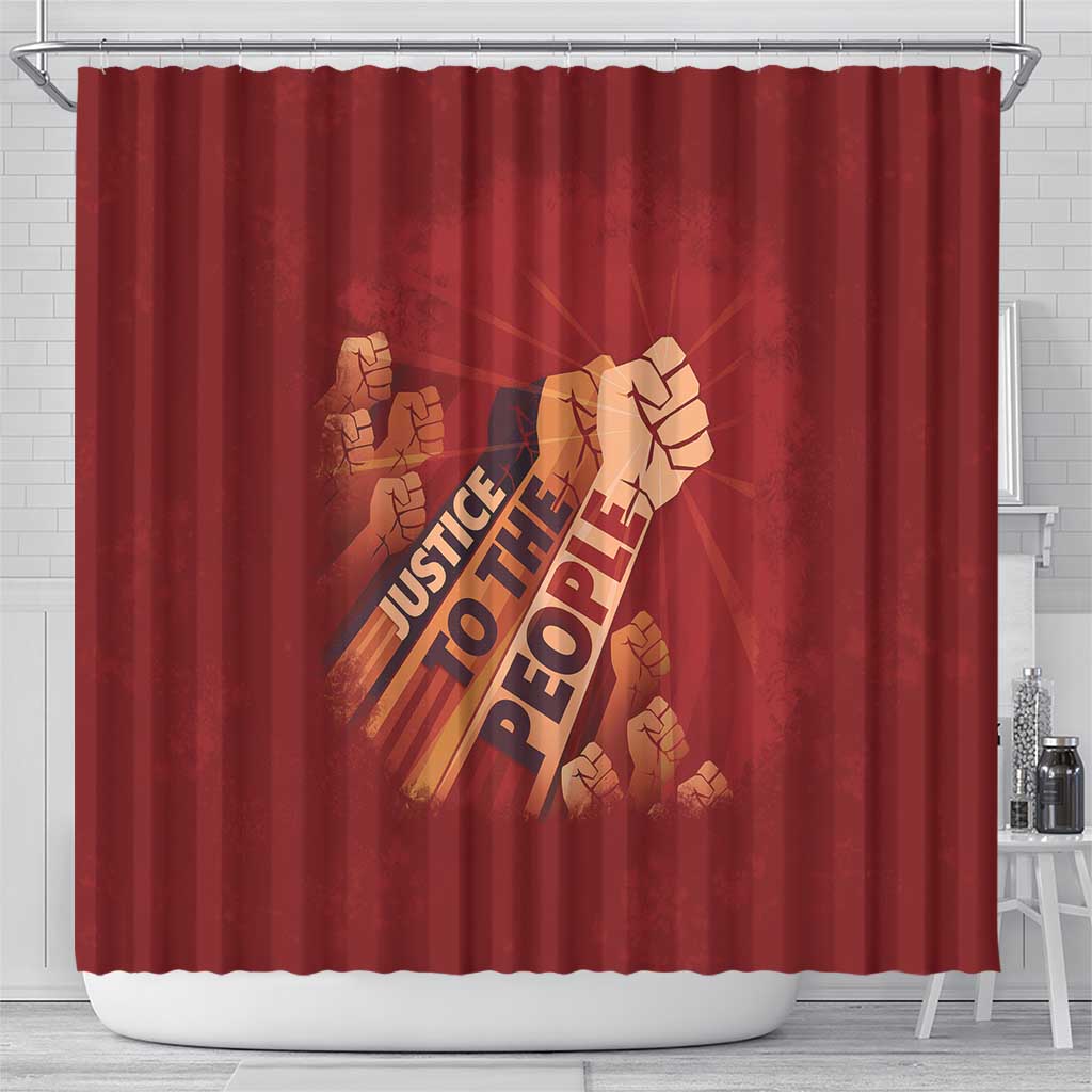 Justice To The People Africa Shower Curtain Afro Raised Fist