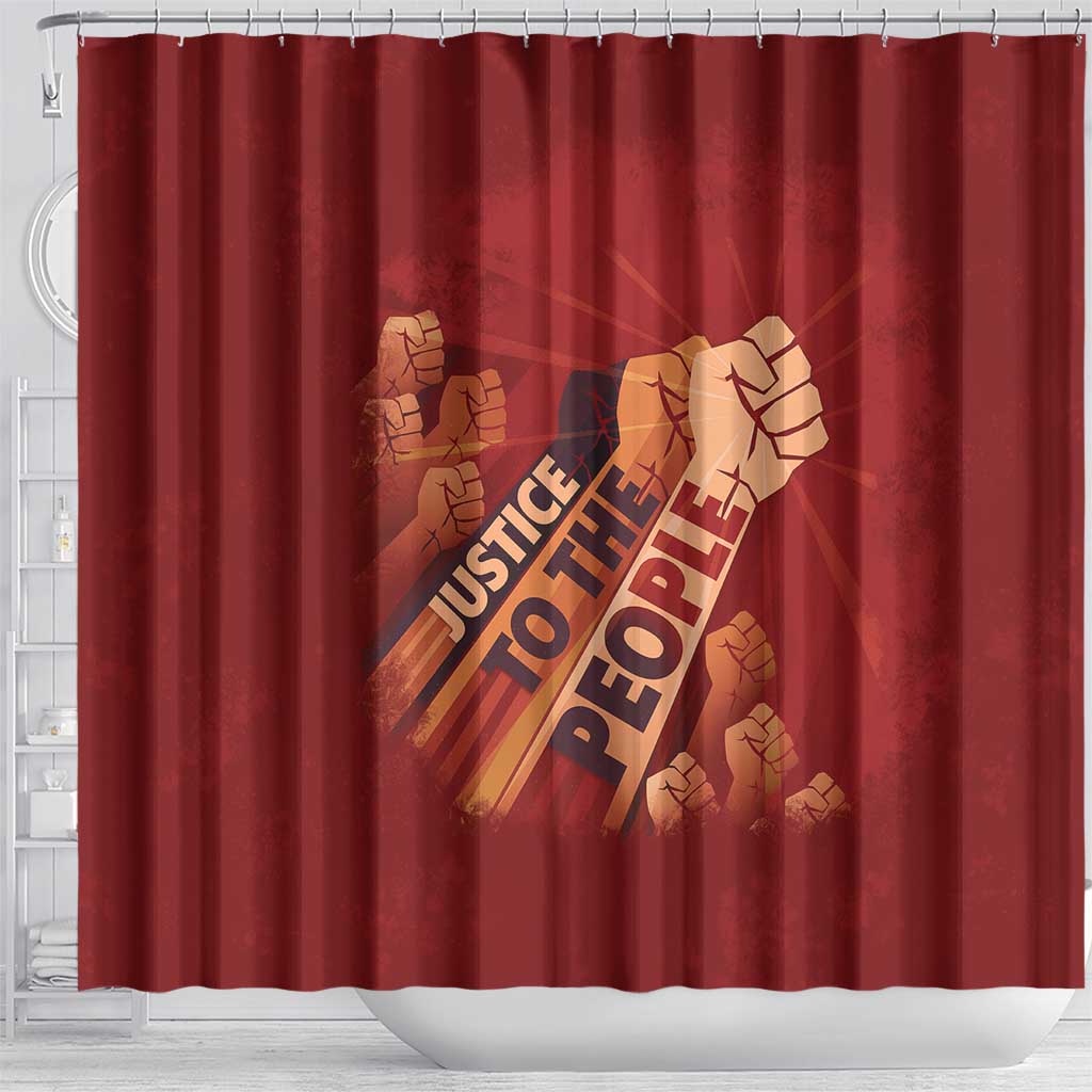 Justice To The People Africa Shower Curtain Afro Raised Fist