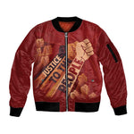 Justice To The People Africa Sleeve Zip Bomber Jacket Afro Raised Fist