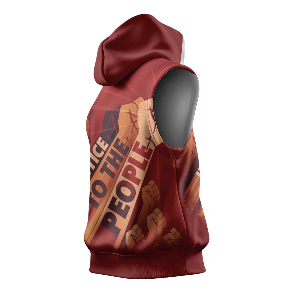Justice To The People Africa Sleeveless Hoodie Afro Raised Fist - African Pride