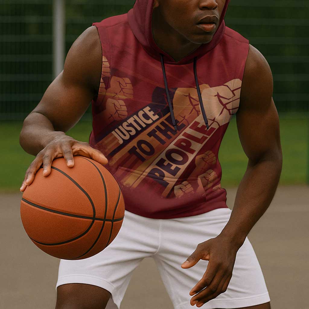 Justice To The People Africa Sleeveless Hoodie Afro Raised Fist - African Pride