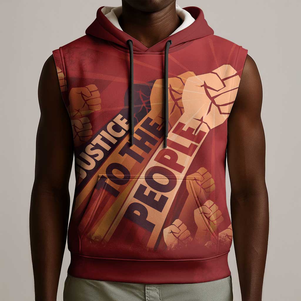 Justice To The People Africa Sleeveless Hoodie Afro Raised Fist - African Pride