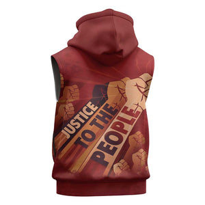 Justice To The People Africa Sleeveless Zip Hoodie Afro Raised Fist - African Pride