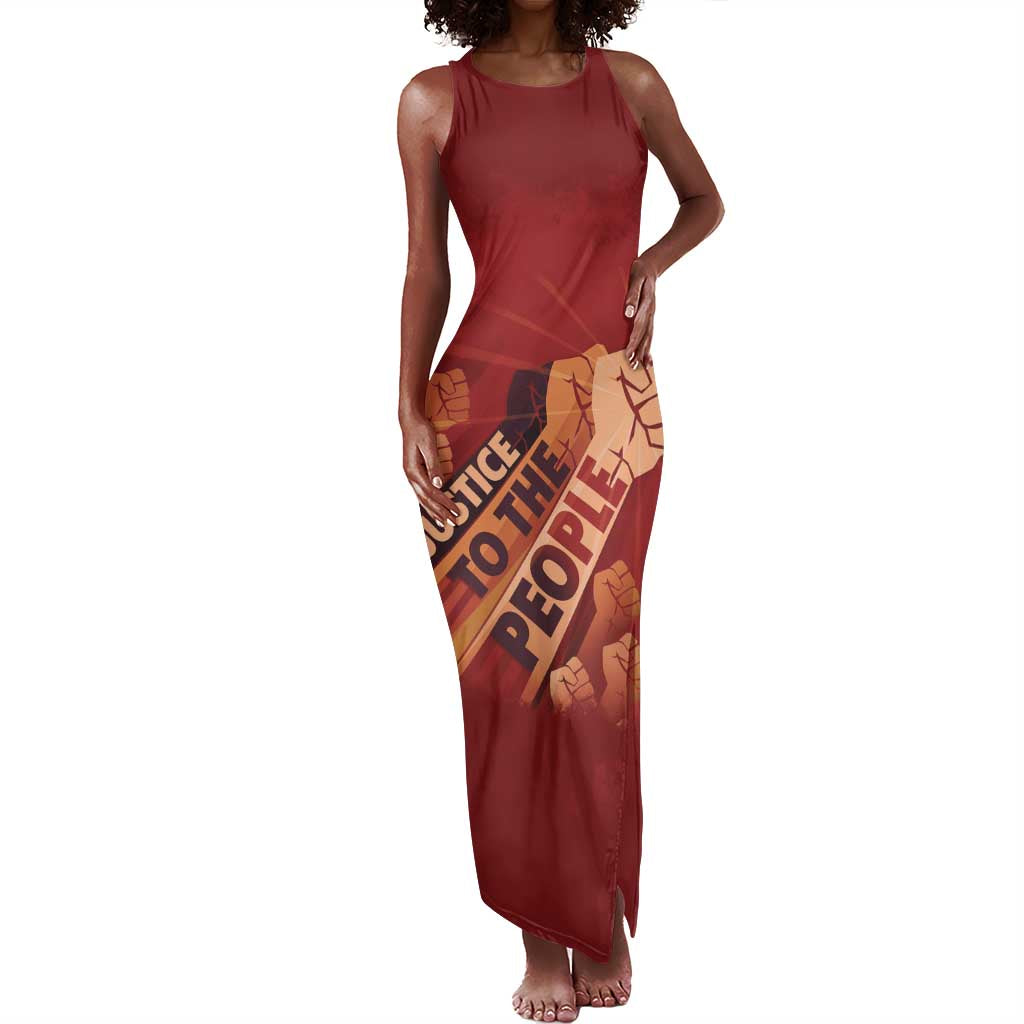Justice To The People Africa Tank Maxi Dress Afro Raised Fist