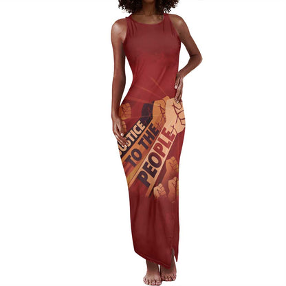 Justice To The People Africa Tank Maxi Dress Afro Raised Fist