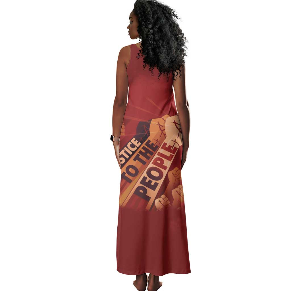 Justice To The People Africa Tank Maxi Dress Afro Raised Fist