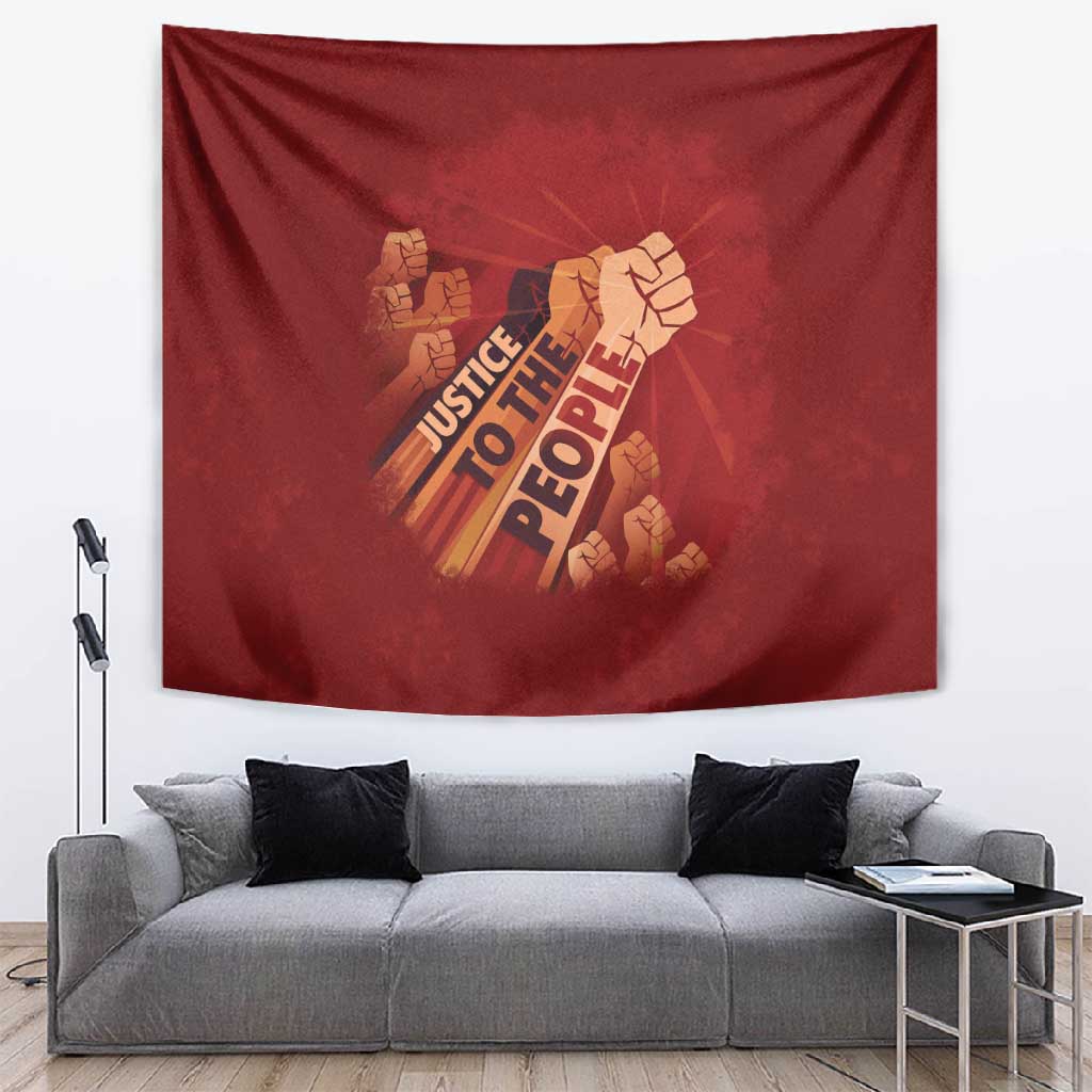Justice To The People Africa Tapestry Afro Raised Fist