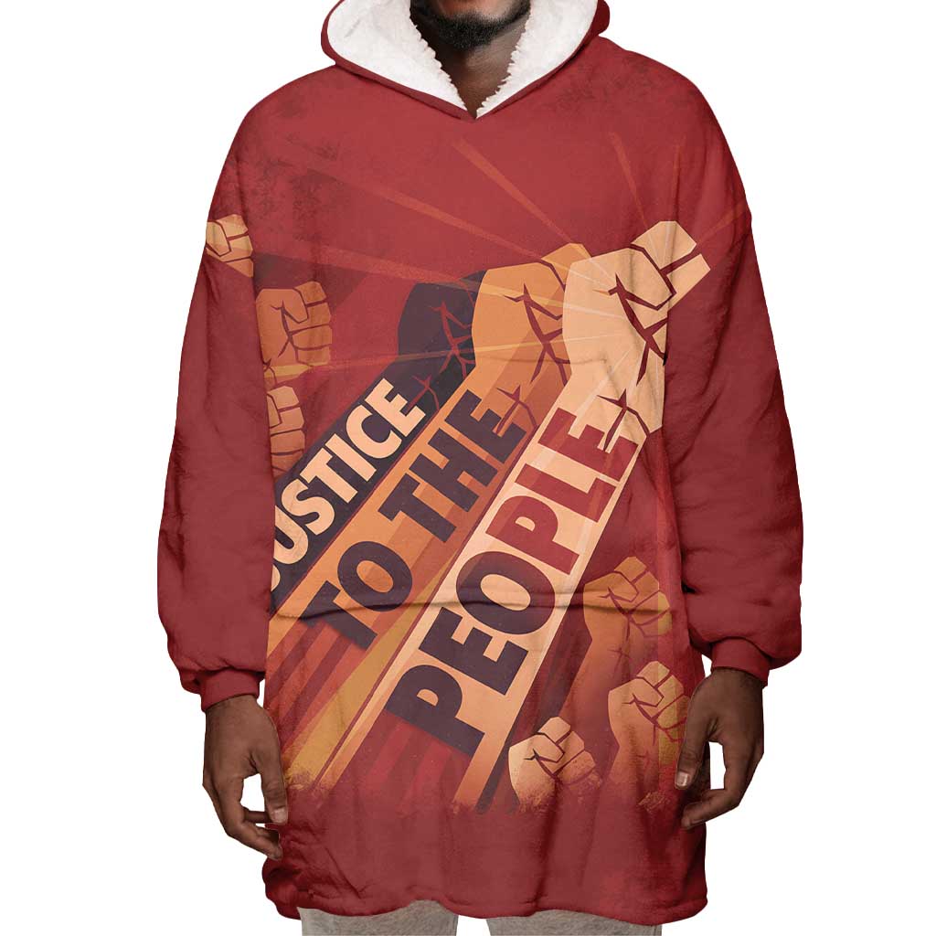 Justice To The People Africa Wearable Blanket Hoodie Afro Raised Fist