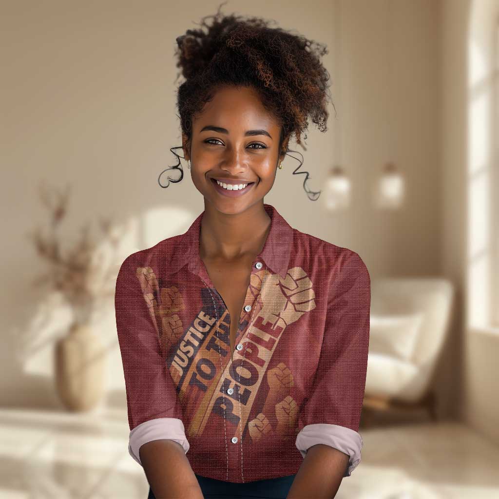 Justice To The People Africa Women Casual Shirt Afro Raised Fist