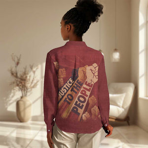 Justice To The People Africa Women Casual Shirt Afro Raised Fist