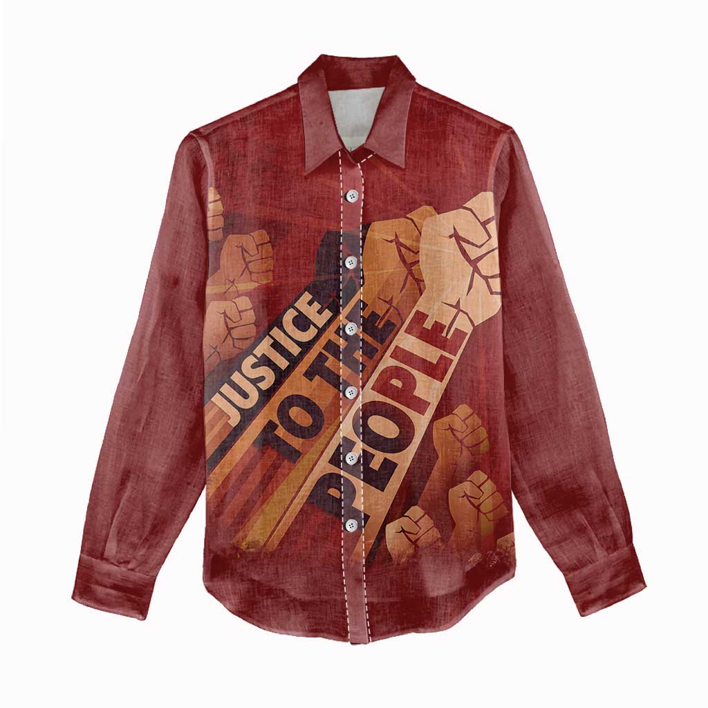 Justice To The People Africa Women Casual Shirt Afro Raised Fist