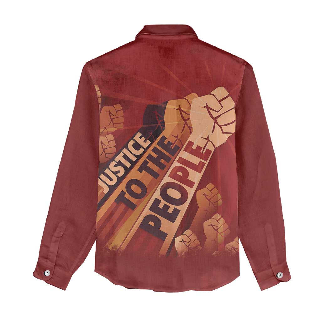 Justice To The People Africa Women Casual Shirt Afro Raised Fist