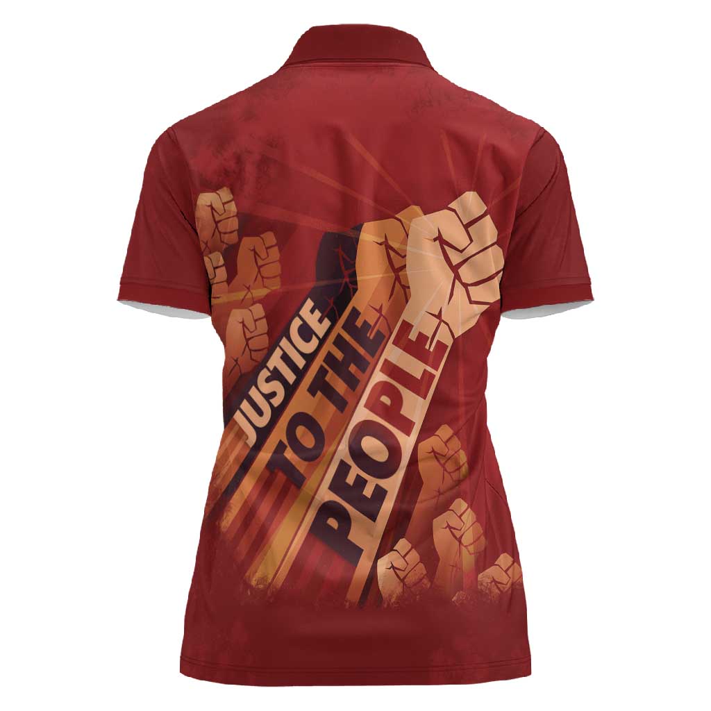 Justice To The People Africa Women Polo Shirt Afro Raised Fist