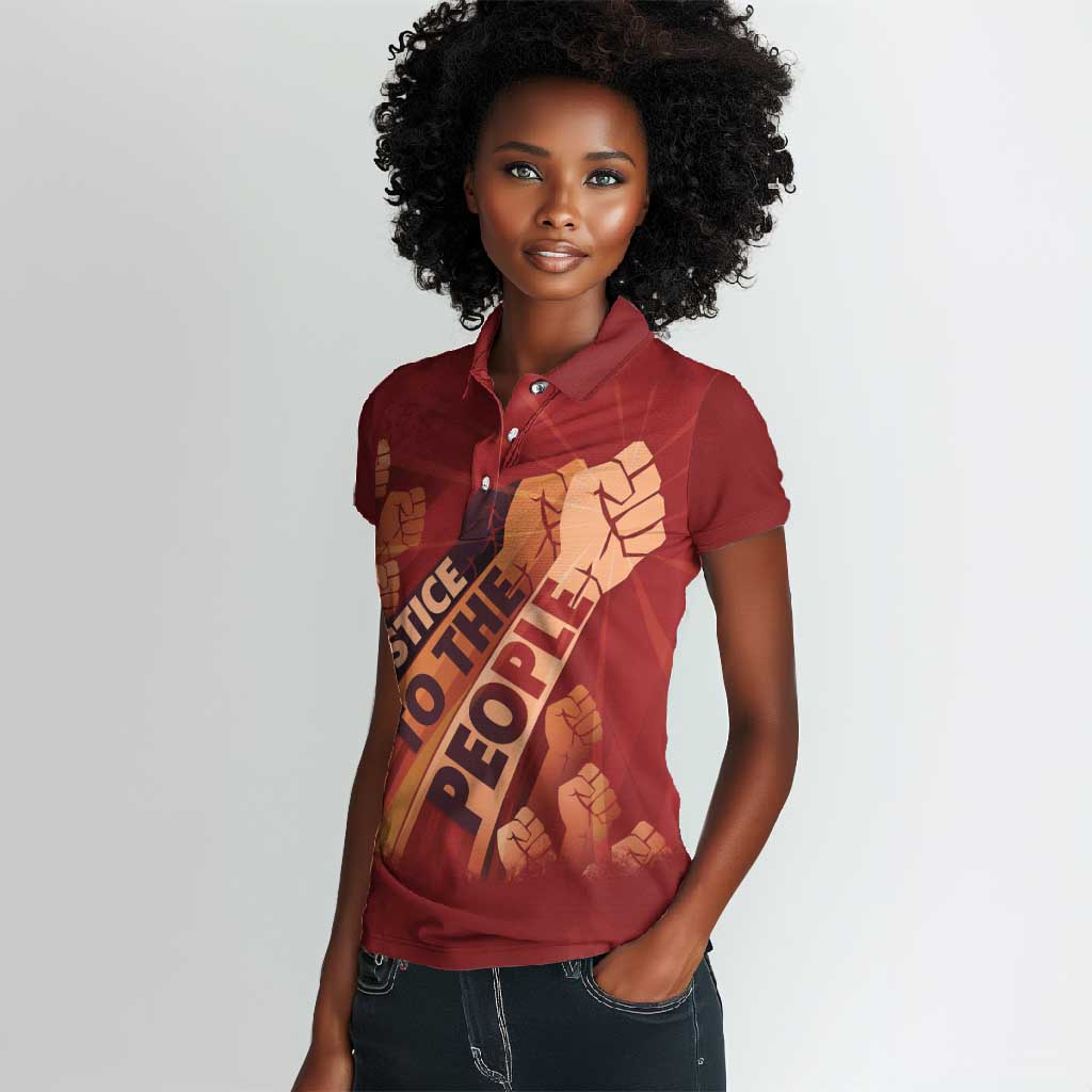 Justice To The People Africa Women Polo Shirt Afro Raised Fist