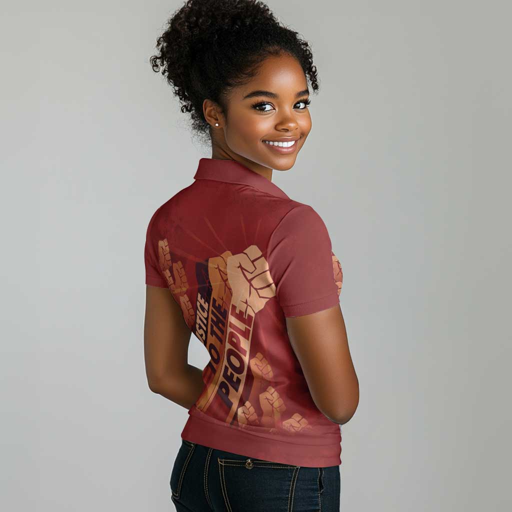 Justice To The People Africa Women Polo Shirt Afro Raised Fist