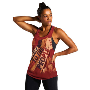 Justice To The People Africa Women Racerback Tank Afro Raised Fist