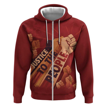 Justice To The People Africa Zip Hoodie Afro Raised Fist