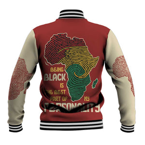 African Map Fingerprint Baseball Jacket Being Black Is The Best Part Of My Personality