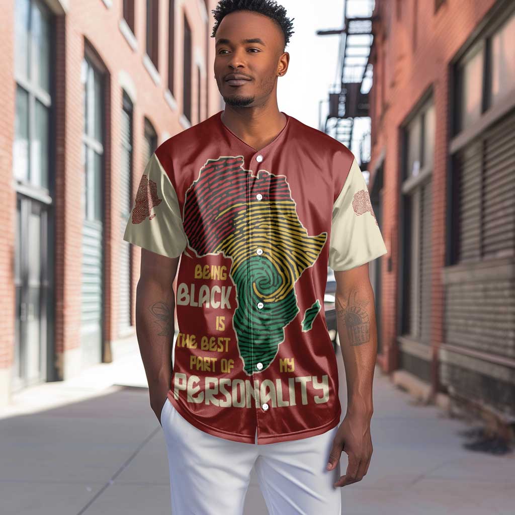 African Map Fingerprint Baseball Jersey Being Black Is The Best Part Of My Personality