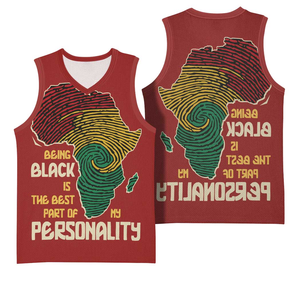African Map Fingerprint Basketball Jersey Being Black Is The Best Part Of My Personality - African Pride
