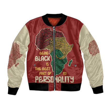 African Map Fingerprint Bomber Jacket Being Black Is The Best Part Of My Personality
