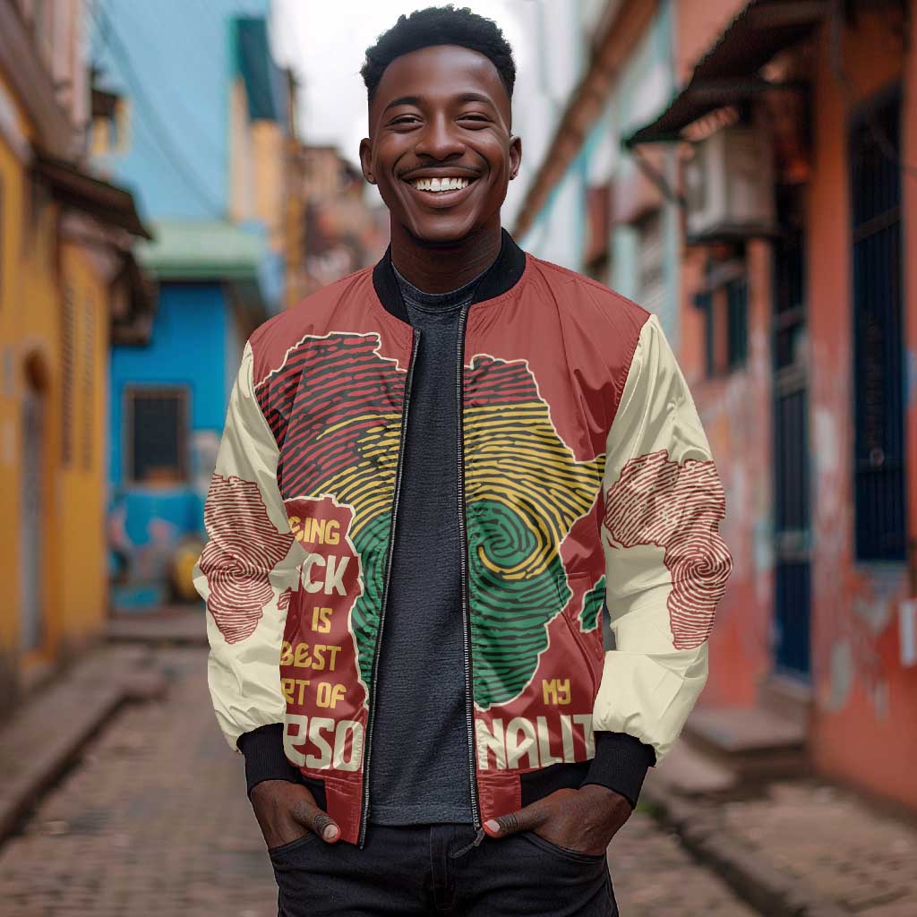 African Map Fingerprint Bomber Jacket Being Black Is The Best Part Of My Personality
