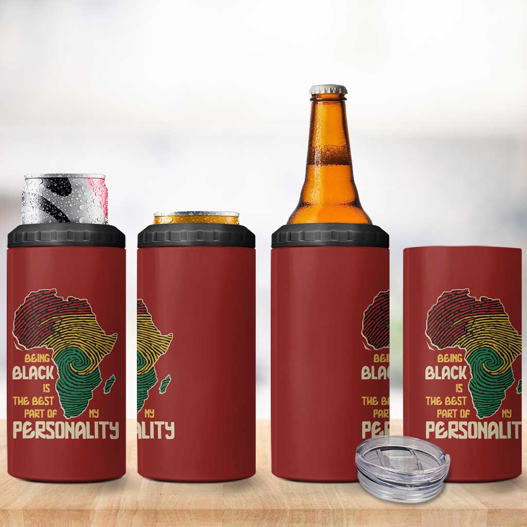 African Map Fingerprint 4 in 1 Can Cooler Tumbler Being Black Is The Best Part Of My Personality