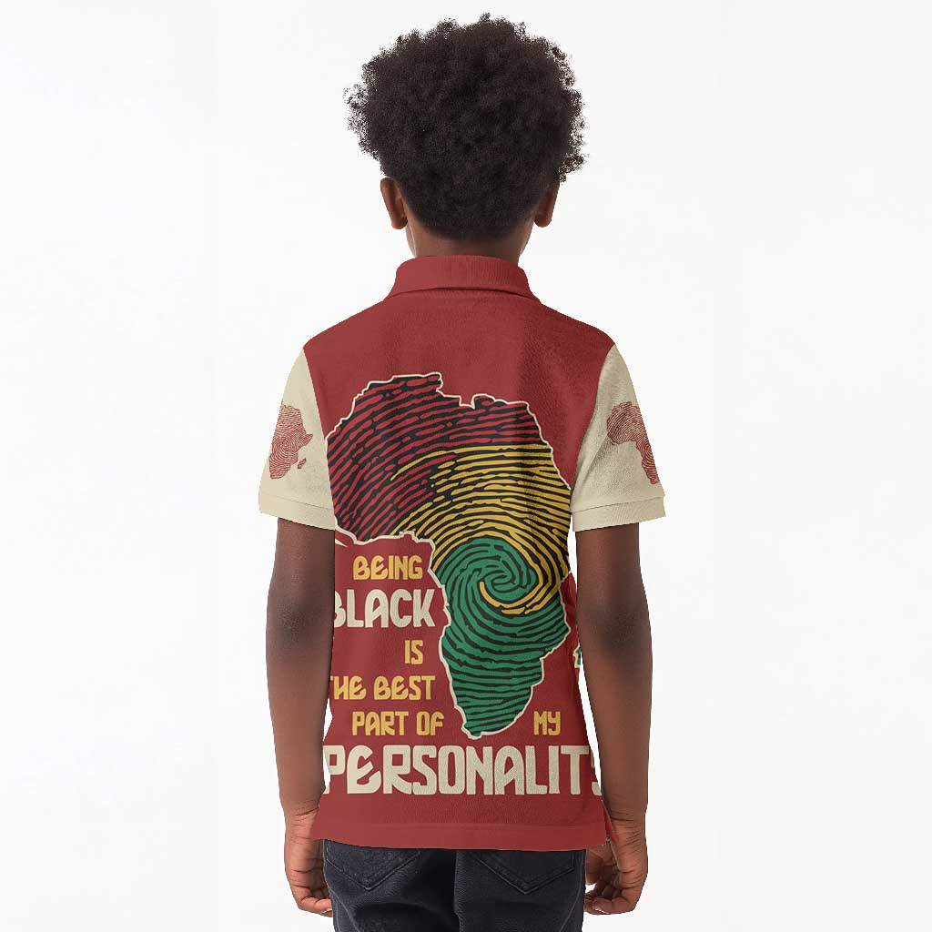 African Map Fingerprint Kid Polo Shirt Being Black Is The Best Part Of My Personality