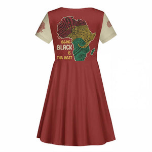 African Map Fingerprint Kid Short Sleeve Dress Being Black Is The Best Part Of My Personality