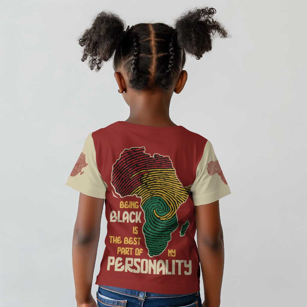 African Map Fingerprint Kid T shirt Being Black Is The Best Part Of My Personality