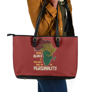 African Map Fingerprint Leather Tote Bag Being Black Is The Best Part Of My Personality