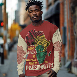African Map Fingerprint Long Sleeve Shirt Being Black Is The Best Part Of My Personality