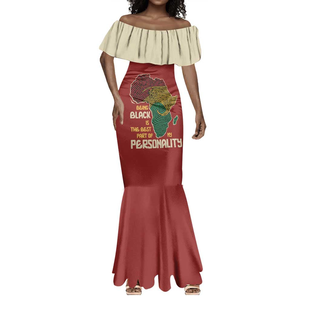 African Map Fingerprint Mermaid Dress Being Black Is The Best Part Of My Personality