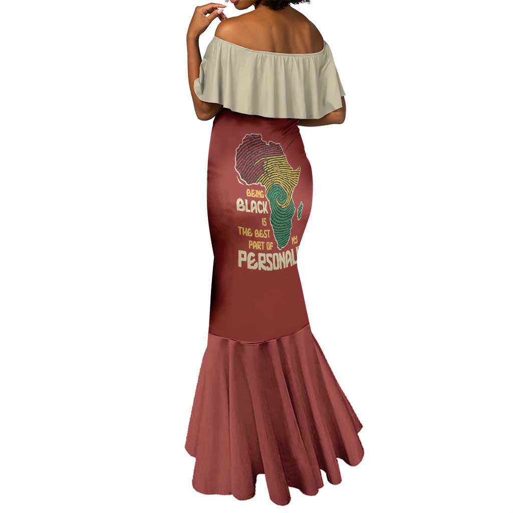 African Map Fingerprint Mermaid Dress Being Black Is The Best Part Of My Personality