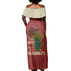 African Map Fingerprint Off Shoulder Maxi Dress Being Black Is The Best Part Of My Personality