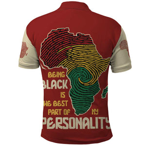 African Map Fingerprint Polo Shirt Being Black Is The Best Part Of My Personality