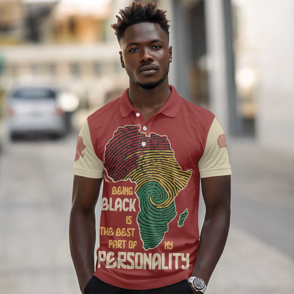 African Map Fingerprint Polo Shirt Being Black Is The Best Part Of My Personality