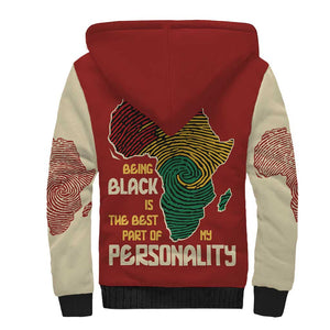 African Map Fingerprint Sherpa Hoodie Being Black Is The Best Part Of My Personality