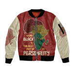 African Map Fingerprint Sleeve Zip Bomber Jacket Being Black Is The Best Part Of My Personality