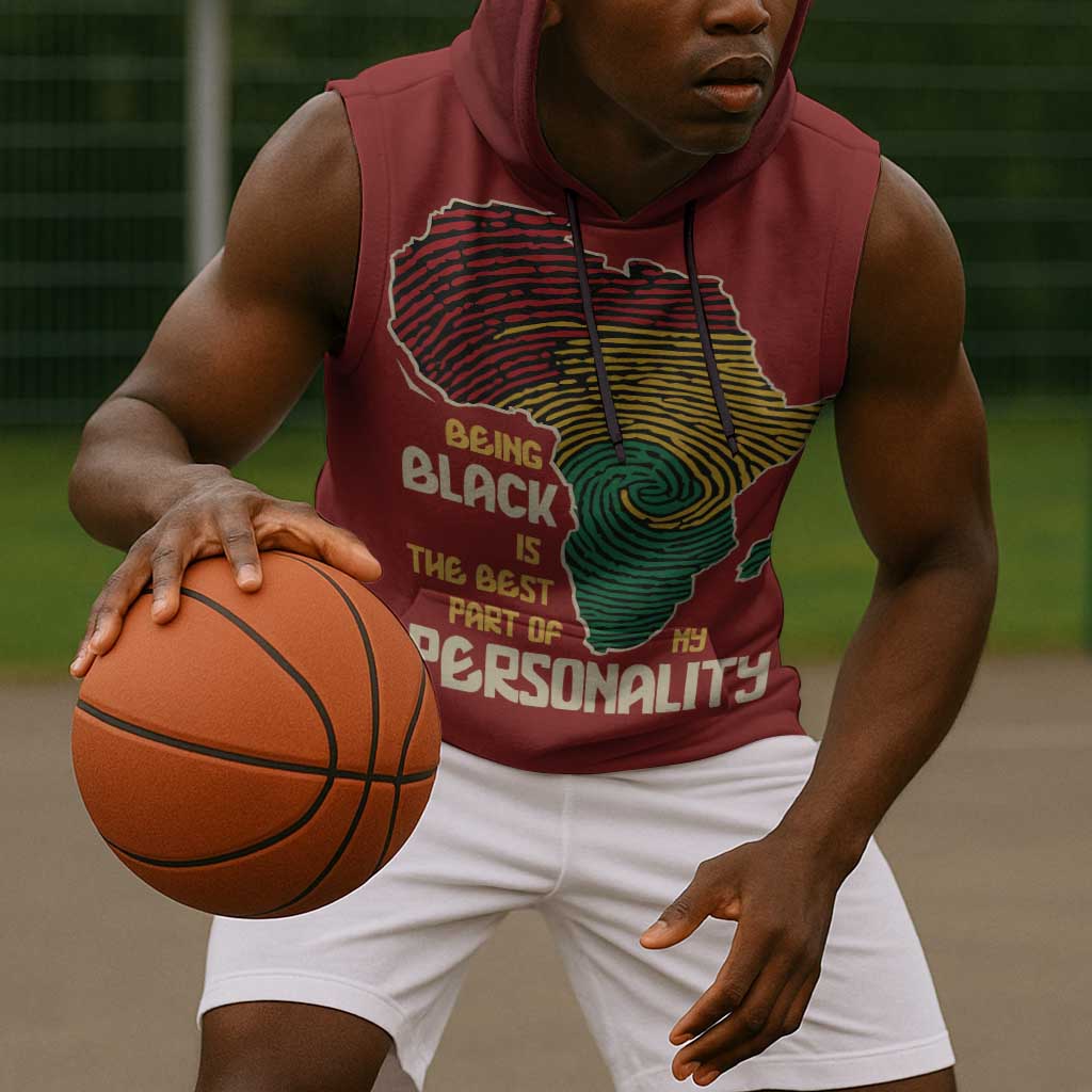 African Map Fingerprint Sleeveless Hoodie Being Black Is The Best Part Of My Personality - African Pride