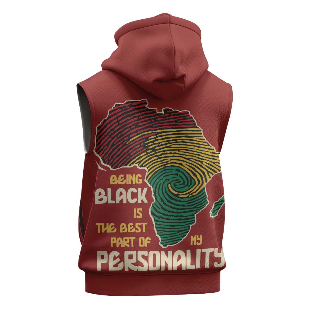 African Map Fingerprint Sleeveless Zip Hoodie Being Black Is The Best Part Of My Personality - African Pride