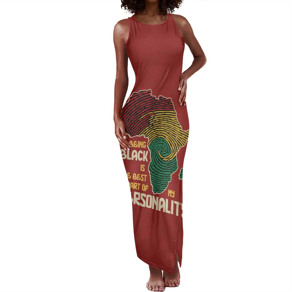 African Map Fingerprint Tank Maxi Dress Being Black Is The Best Part Of My Personality