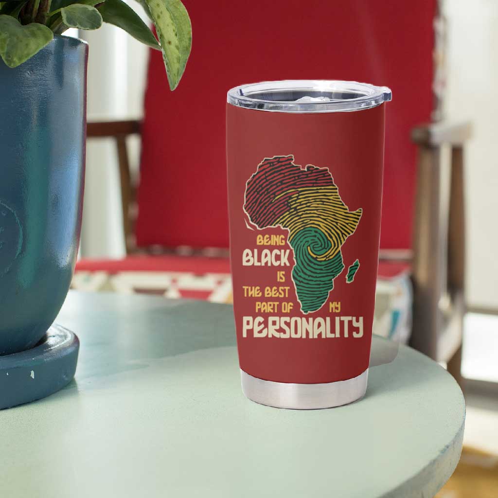 African Map Fingerprint Tumbler Cup Being Black Is The Best Part Of My Personality