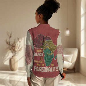 African Map Fingerprint Women Casual Shirt Being Black Is The Best Part Of My Personality