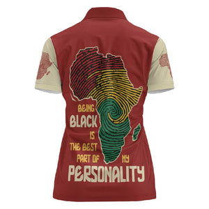 African Map Fingerprint Women Polo Shirt Being Black Is The Best Part Of My Personality