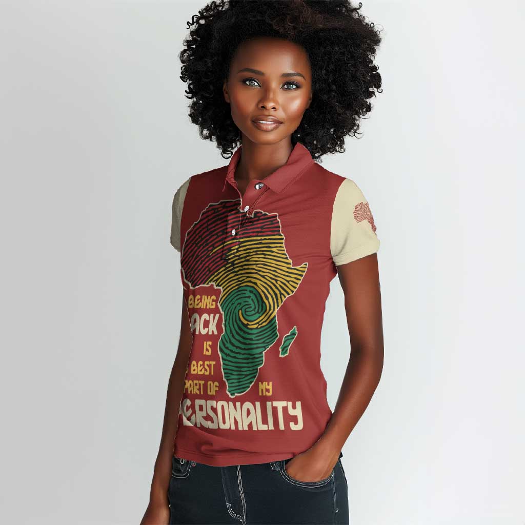 African Map Fingerprint Women Polo Shirt Being Black Is The Best Part Of My Personality